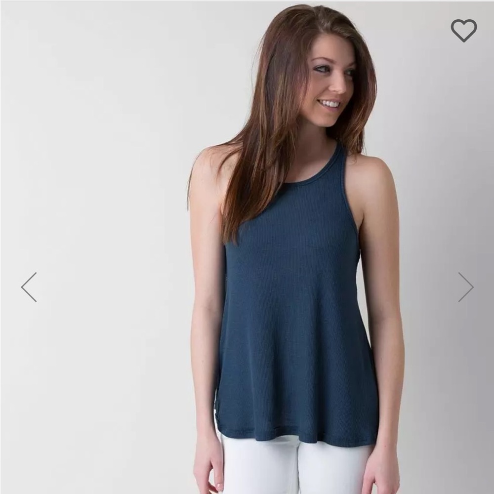 Free People Teal Blue Long Beach Tank Size Small Basic Layering Racerback Summer - Picture 3 of 12